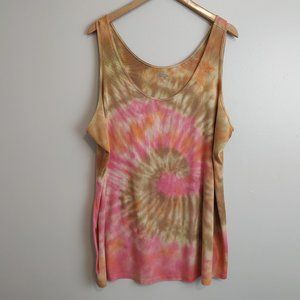 Old Navy Tie Dyed Ribbed First-Layer Tank Top Yellow, Pink, Orange, and Brown 4X